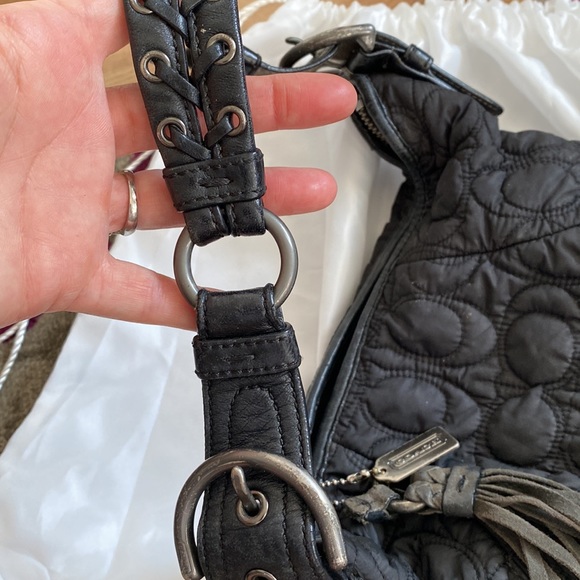 Small quilt and braided leather coach bag - Picture 2 of 3